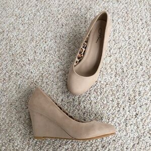 J. Adams Suede Beige Wedges